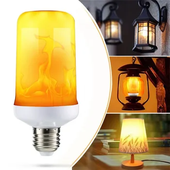 2021 Новая светодиодная динамическая лампочка огня с эффектом пламени E27 E14 Светодиодная кукурузная лампа Творческая эмуляция мерцания Светодиодная лампа