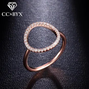 CC Простые кольца для женщин Модные ювелирные изделия с покрытием из розового золота Свадебное обручальное кольцо Бижутерия Anillos Mujer CC915b