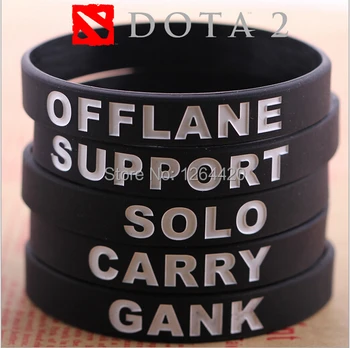 Новое поступление Dota2 Силиконовые браслеты Игровые браслеты ПОДДЕРЖКА GANK CARRY SOLO OFFLAN 5-позиционный браслет для мальчиков и девочек в подарок 100 шт./лот