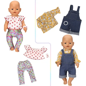 Одежда для кукол Модная футболка, джинсовая юбка на ремешке, туфли для 43см Игрушки для новорожденных и аксессуары для американских кукол