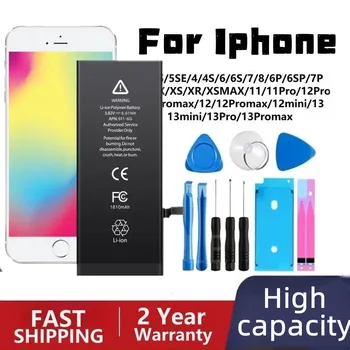 Оригинальная аккумуляторная батарея большой емкости для iPhone 11 12 13 Pro 6S 6 7 8 Plus X XS Max батарея для литиевой батареи iphone