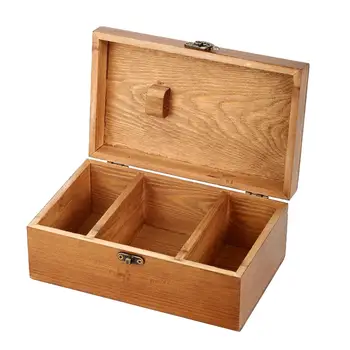 Деревянная швейная коробка Пустая коробка Рукоделие DIY Корзина для хранения шитья в стиле ретро