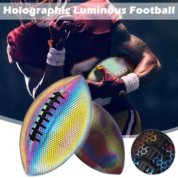  Светоотражающий мяч для регби PU Leather Luminous Football Up Footballs Up для подростков и взрослых Аксессуар для занятий спортом на открытом воздухе