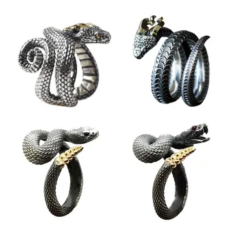 Винтажное готическое доминирующее змеиное кольцо черного цвета для мужчин и женщин панк ручной работы из нержавеющей стали кольцо ювелирные изделия подарок 2023
