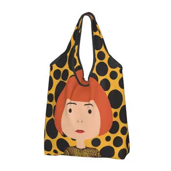  Custom Yayoi Kusama Halloween Shopping Bag Женские портативные продуктовые эстетические сумки в горошек
