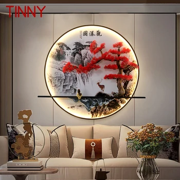 TINNY Современный настенный светильник для картин внутри креативный китайский сосновый пейзаж фреска бра лампа светодиодная для дома гостиная спальня кабинет