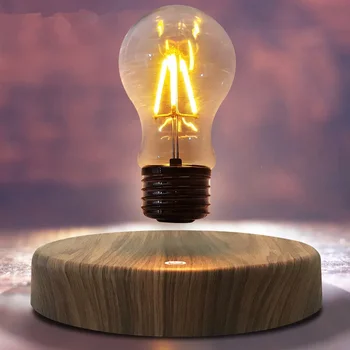 Левитирующий настольный стол Настольная лампа Магнитная лампа Плавающий свет Светодиодная лампа Деревянное основание Магнитная левитирующая лампочка Ночник