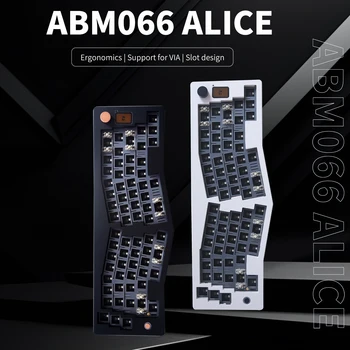 ABM066 Alice-layout Горячая замена VIA-программируемая Bluetooth/2.4Ghz/Type-C проводная/беспроводная механическая клавиатура для Win/Mac