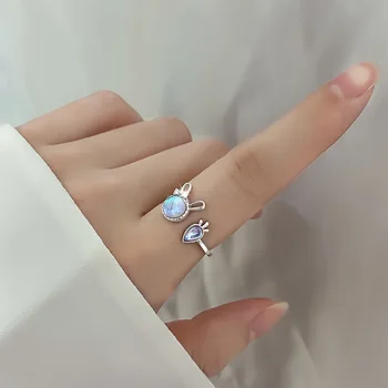 Xingyunday Милые кольца с лунным камнем и морковью для женщин Циркон Открытие пальца Кольцо Серебряный цвет Ювелирные изделия