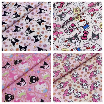 45x140 см My Melody Hello Kitty 100 Хлопчатобумажная ткань Ткань Шитье Стеганые ткани для пэчворка Рукоделие Аксессуары ручной работы