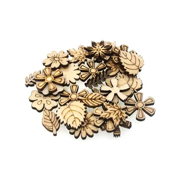 20 мм цветок листья трава деревянные пуговицы смешанные случайные DIY ремесло скрапбук швейные аксессуары пуговицы для ремесел поделки из дерева поделки