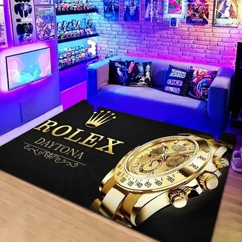 Модные ковры с печатью логотипа бренда R-Rolex, для гостиной, спальни, дивана, придверного коврика, декора, детского нескользящего напольного коврика