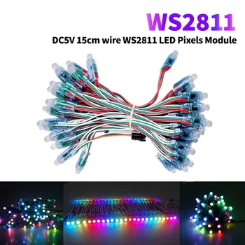 2000 шт. Провода постоянного тока 5 В 15 см WS2811 IC RGB Светодиодный модуль String Light 12 мм Полноцветный наружный водонепроницаемый рекламный светодиодный пиксельный свет
