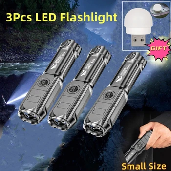  Мощный светодиодный фонарик Гигантские яркие тактические фонари Перезаряжаемый USB 18650 Водонепроницаемый зум Рыбалка Охота Светодиодный фонарик