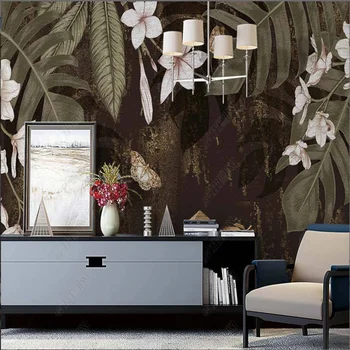 Nordic ins обои с ручной росписью тропический лес растения и банановые листья обои для фона гостиной