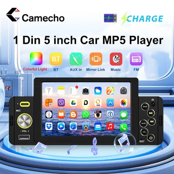 Camecho 1Din Авторадио 5-дюймовый монитор с сенсорным экраном Bluetooth FM Радио Задняя камера Приемник Поддержка TF / USB MP5 Мультимедийный плеер