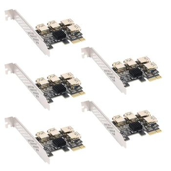 5X Новый 4-портовый адаптер Pcie Riser PCI-E PCI-E От 1X до 4 USB 3.0 PCI-E Rabbet GPU Riser Extender Ethereum ETH/Monero XMR