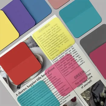160 листов Прозрачный флуоресцентный цвет Morandi Color Sticky Notes Водонепроницаемая книга для чтения Подсветка Метки Наклейки Индексная наклейка