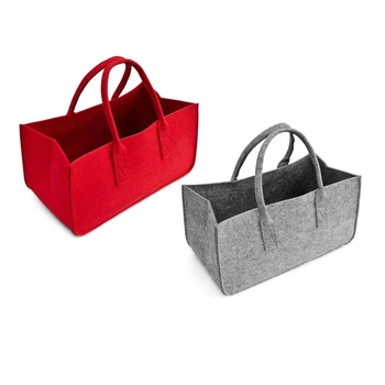 2 шт. Войлочный кошелек, Фетровая сумка для хранения Повседневная сумка для покупок большой емкости - красный и серый