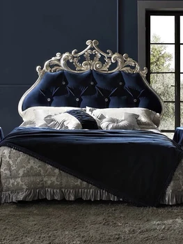 французская легкая роскошная двуспальная кровать классическая роскошная свадебная кровать резная ретро европейская двуспальная кровать из массива дерева из фольги