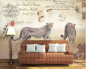 beibehang Изготовленные на заказ красивые обои из высокой шелковой ткани гепард ретро европейский и американский телевизионный фон papel de parede обои