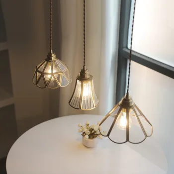 2024 NEW Nordic Glass Светодиодные подвесные светильники Медная спальня Столовая Ресторан Современное подвесное освещение