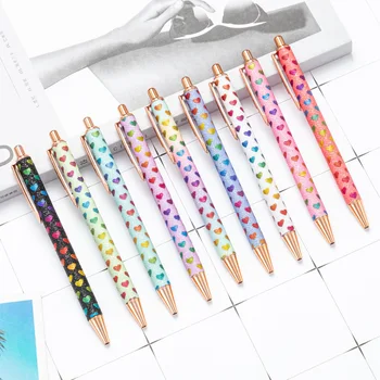 Причудливые ручки для женщин Довольно милые шариковые ручки с блестками с металлическим цилиндром Выдвижные пишущие черные чернила Средняя точка 1,0 мм