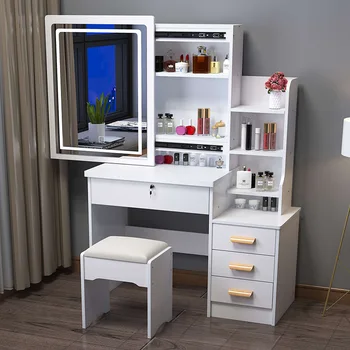 Современные европейские ящики Мебель для спальни Скандинавский белый туалетный столик для макияжа с зеркалом и табуретом