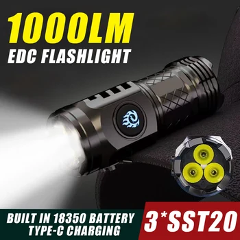 MINI Мощный светодиодный фонарик USB Перезаряжаемый сильный световой фонарик со встроенной батареей 18350 Портативный кемпинг Рыбацкий фонарь