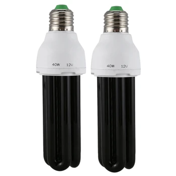 2X E27 40 Вт УФ Ультрафиолетовый Флуоресцентный Черный Свет CFL Лампочка 220 В Форма: Прямая мощность Напряжение: 40 Вт постоянного тока 12 В