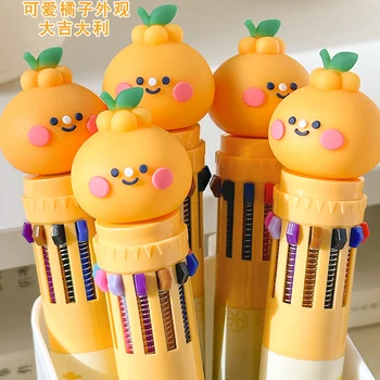 Kawaii Tangerine Шариковая ручка Красочные чернила Гелевые ручки 12 цветов Signature Pens Корейские канцелярские товары Детские подарки Школьный офис Suppli