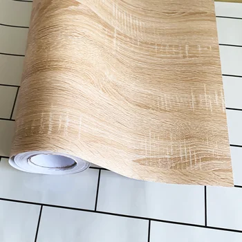 80 см ширина ПВХ Дерево Декор Контактная бумага Самоклеящиеся водонепроницаемые обои Наклейки для мебели Шкафы Восстановление