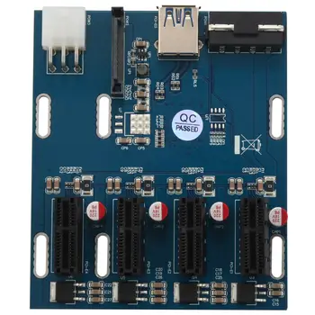 Комплект расширения PCI-E 1X Коммутатор от 1 до 4 слотов Концентратор мультипликатора PCI-E Адаптер для райзер-карты с кабелем USB 3.0 Модули майнинга PCIe