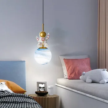 Современный светодиодный креативный подвесной светильник на Луне Люстра для гостиной Детская кабинет Прикроватный домашний декор Ночник