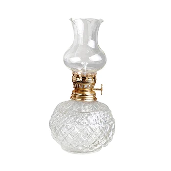 3X Внутренняя масляная лампа,Классическая масляная лампа с абажуром из прозрачного стекла,Домашние церковные принадлежности