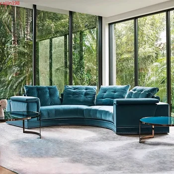 Частная итальянская мебель на заказ / финский D Итальянский легкий роскошный тканевый диван вилла театр гостиная арка диван комбинация