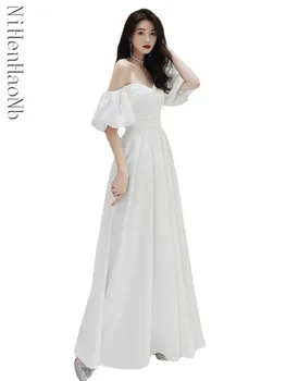 сексуальное белое вечернее платье с открытыми плечами темперамент тонкое банкетное платье элегантные выпускные платья знаменитостей 2023 лето