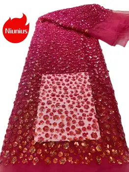  Классическая высококачественная новейшая элегантная кружевная ткань с пайетками для свадебного платья NN8168_R