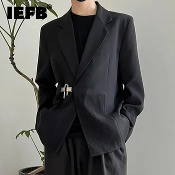 IEFB 2023 Зимний новый мужской блейзер Модный повседневный костюм в корейском стиле Пальто Однобортный отложной воротник Свободный топ Мужская одежда 9C3751