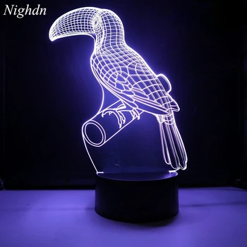 Сова Лебедь Попугай 3D Ночник Светодиодный Красочный Прикроватный USB 3D Настольная Лампа Декор Спальни Ночник Для Ребенка День Рождения Праздничный Подарок