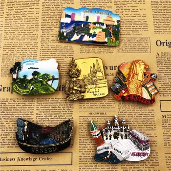 Креативные живописные магниты на холодильник Страна Туристический сувенир Таиланд Пхукет Сингапур Смоляные магниты для украшения холодильника