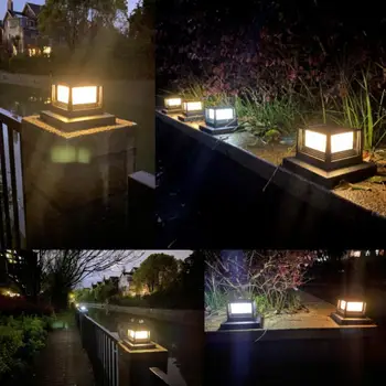 Солнечный светильник для забора IP54 Открытый солнечный столб Лампа для украшения сада Ворота Двор Коттедж Солнечная лампа