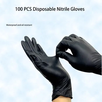Черные одноразовые нитриловые перчатки для уборки дома, безопасности работы, садоводства, водонепроницаемых перчаток, кухни, приготовления пищи
