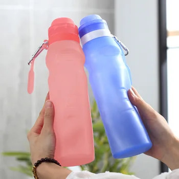 600 мл Силиконовая бутылка для воды Бутылки для питья Складная спортивная портативная чашка Складной легкий тренажерный зал Велоспорт Спорт на открытом воздухе