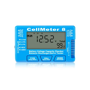 RC Cellmeter 8 Цифровой тестер емкости батареи Тестер контроллера Тестер напряжения для литий-ионного NiMH никель-никелевого аккумулятора Измеритель синий синий