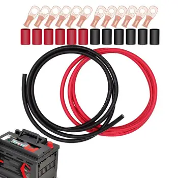  Комплект кабелей для инверторов аккумуляторов с клеммами 3,3-футовый многожильный медный шнур B6AWG Соединительный провод для солнечной энергии с наконечниками Разъемы