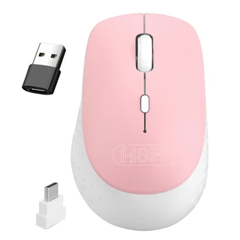 Gaming Mouse Type C Перезаряжаемая с беспроводным приемником 2,4 Гц, регулируемая чувствительность, 5 кнопок для ноутбука и ПК