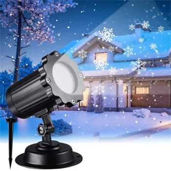 LED Snowflake Проекционный светильник Водонепроницаемый Высокая Яркость Снежинка Узор Открытый Проектор Лампа На Рождество
