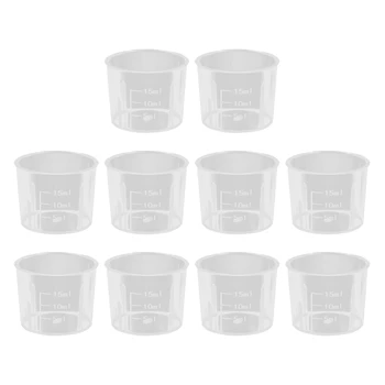 Y1UB 15 мл Прозрачные градуированные пластиковые стаканчики для смешивания для лабораторной кухни 10 шт.