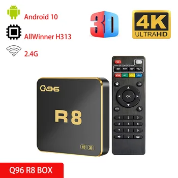 Q96 R8 ТВ-бокс Android 10 AllWinner H313 Quad Core 2.4G WiFi UHD HDR10 4K Media Player H.265 Smart TV